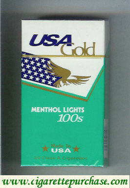 USA Gold Menthol Lights 100s cigarettes hard box